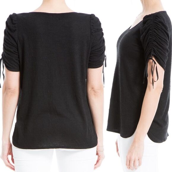 Max Studio Ruched Sleeve Knit Top - Picture 5 of 12